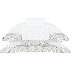 Jogo de Cama Buddemeyer Eleonora 250 Fio 4 Peças King Branco
