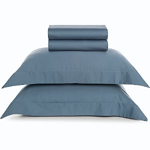 Jogo de Cama Karsten Bossa 300 Fios Egypt 4 Peças King Azul