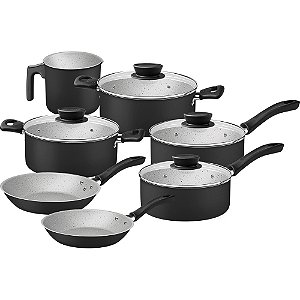 Jogo de Panela Tramontina Linz 7 Peças Antiaderente Preto