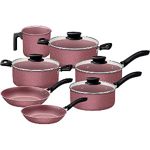 Jogo de Panela Tramontina Linz 7 Peças Antiaderente Rosa