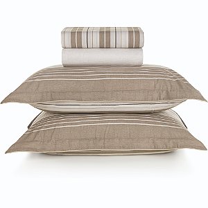 Jogo de Cama Karsten Damier 200 Fios 4 Peças King Marrom
