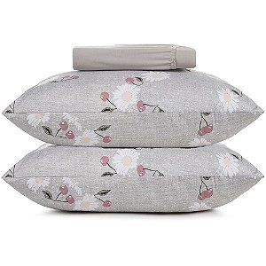 Jogo de Cama Altenburg Cerise Malha 3 Peças Casal Cinza
