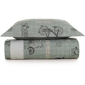 Jogo de Colcha Karsten Bike 200 Fios 2 Peças Solteiro Verde