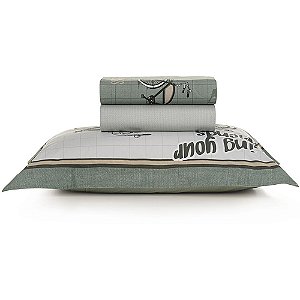Jogo de Cama Karsten Bike 200 Fios 3 Peças Solteiro Verde