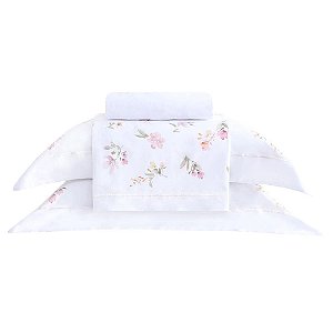 Jogo de Cama Buddemeyer Flora 300 Fios 4 Peças King Branco