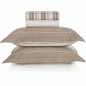 Jogo de Cama Karsten Damier 200 Fios 4 Peças Queen Bege