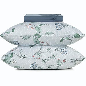 Jogo de Cama Altenburg Florescer TA 3 Peças Queen Azul