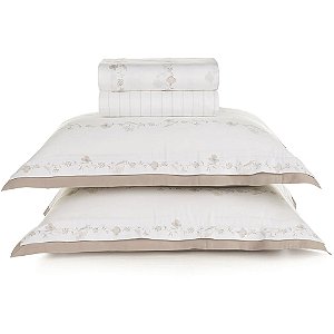 Jogo de Cama Karsten Martina 300 Fios 4 Peças Queen Branco