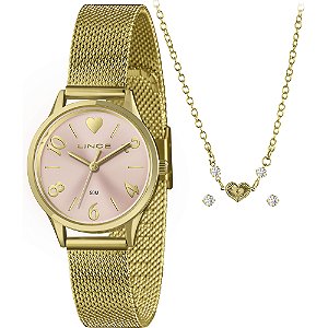 Kit Relógio Lince Shine LRGH242L30 K0EMR2KX Dourado Feminino