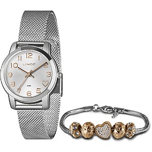 Kit Relógio Lince Shine LRM4783L34 K07JS2SX Prata Feminino