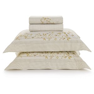 Jogo de Cama Karsten Eva 200 Fios 4 Peças Queen Bege