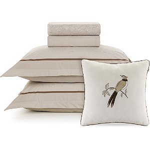 Jogo de Cama Karsten Mallu 200 Fios 5 Peças King Off White