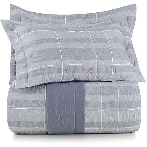 Jogo de Colcha Altenburg Pauta 300 Fios 3 Peças King Azul