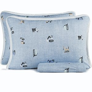 Jogo de Cama Altenburg Mini Obra Malha 3 Peças Casal Azul