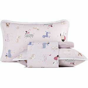 Jogo de Cama Altenburg Pet Chic Malha 4 Peças Casal rosa