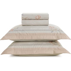 Jogo de Cama Karsten Amber 200 Fios 4 Peças Casal Off White