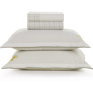 Jogo de Cama Karsten Florata 200 Fios 4 Peças Queen Branco