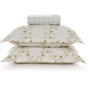 Jogo de Cama Karsten Florata 200 Fios 3 Peças Casal Branco