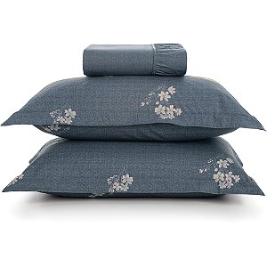 Jogo de Cama Karsten Helen 200 Fios 3 Peças King Marinho