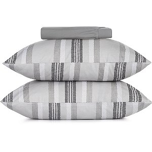 Jogo de Cama Altenburg Miragem Malha 3 Peças Casal Cinza
