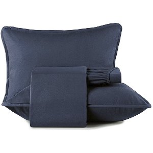 Jogo de Cama Altenburg Minimal Malha 4 Peças Queen Azul