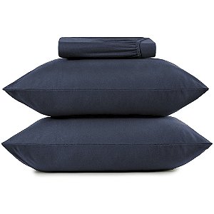Jogo de Cama Altenburg Minimal Malha 3 Peças King Azul