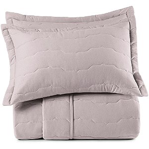 Jogo de Colcha Altenburg Natural Malha 3 Peças Queen Rosa