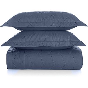 Jogo de Colcha Karsten Tom 200 Fios 3 Peças King Marinho