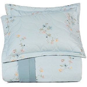 Jogo de Colcha Altenburg Peonia 200 Fios 3 Peças Queen Azul