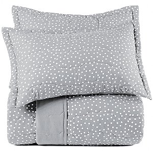 Jogo de Colcha Altenburg Bits Malha 3 Peças Casal Cinza