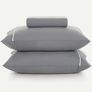 Jogo de Cama Karsten Noah 160 Fios 3 Peças Queen Cinza Lunar