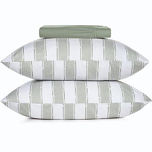 Jogo de Cama Altenburg Trilho Malha 3 Peças Casal Verde