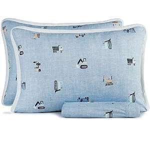 Jogo de Cama Altenburg Mini Obra Malha 3 Peças Casal Azul