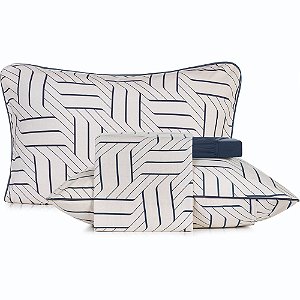 Jogo de Cama Altenburg Zigue Malha 4 Peças King Azul