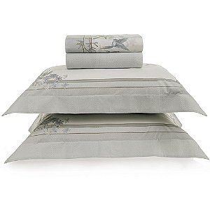 Jogo de Cama Karsten Alanis 200 Fios 4 Peças King Cinza