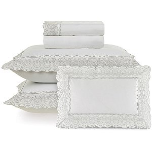 Jogo de Cama Karsten Alice 200 Fios 5 Peças King Branco