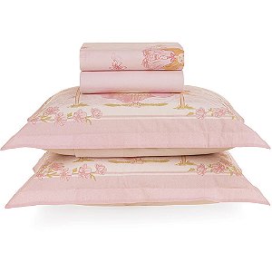 Jogo de Cama Karsten Amora 200 Fios 4 Peças Casal Rosa