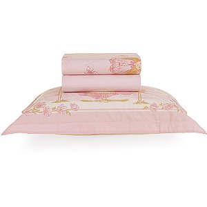 Jogo de Cama Karsten Amora 200 Fios 3 Peças Solteiro Rosa