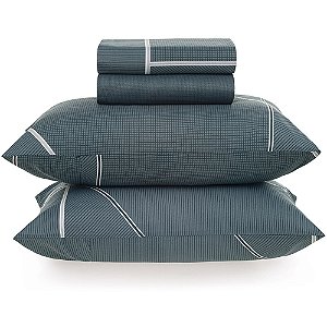 Jogo de Cama Karsten Arthur 160 Fios 4 Peças King Marinho