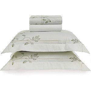 Jogo de Cama Karsten Benin 300 Fios 4 Peças Queen Verde