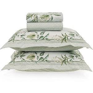 Jogo de Cama Karsten Cedro 200 Fios 4 Peças Queen Verde