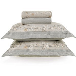 Jogo de Cama Karsten Dandara 200 Fios 4 Peças Queen Bege