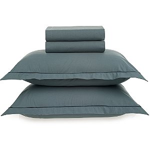 Jogo de Cama Karsten Deliz 200 Fios 4 Peças Casal Azul