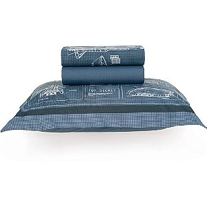 Jogo de Cama Karsten Delta 200 Fios 3 Peças Solteiro Azul