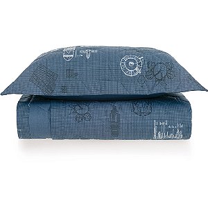 Jogo de Colcha Karsten Delta 200 Fios 2 Peças Solteiro Azul