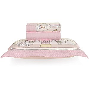 Jogo de Cama Karsten Flory 200 Fios 3 Peças Solteiro Rosa