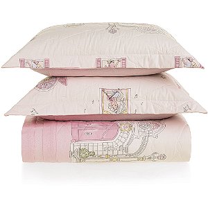 Jogo de Colcha Karsten Flory 200 Fios 3 Peças Casal Rosa