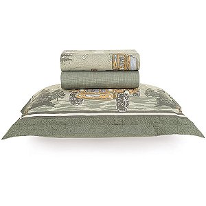 Jogo de Cama Karsten Forest 200 Fios 3 Peças Solteiro Verde