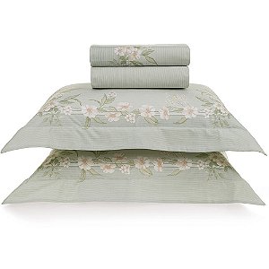 Jogo de Cama Karsten Iasmin 200 Fios 4 Peças Casal Verde