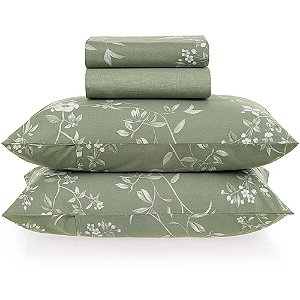 Jogo de Cama Karsten Marcella 160 Fios 4 Peças Queen Verde